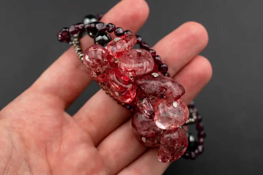 Garnet and strawberry quartz bracelet, unusual ha… - image 5