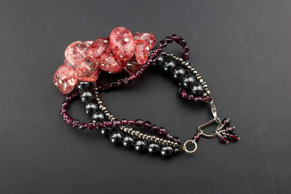 Garnet and strawberry quartz bracelet, unusual ha… - image 6