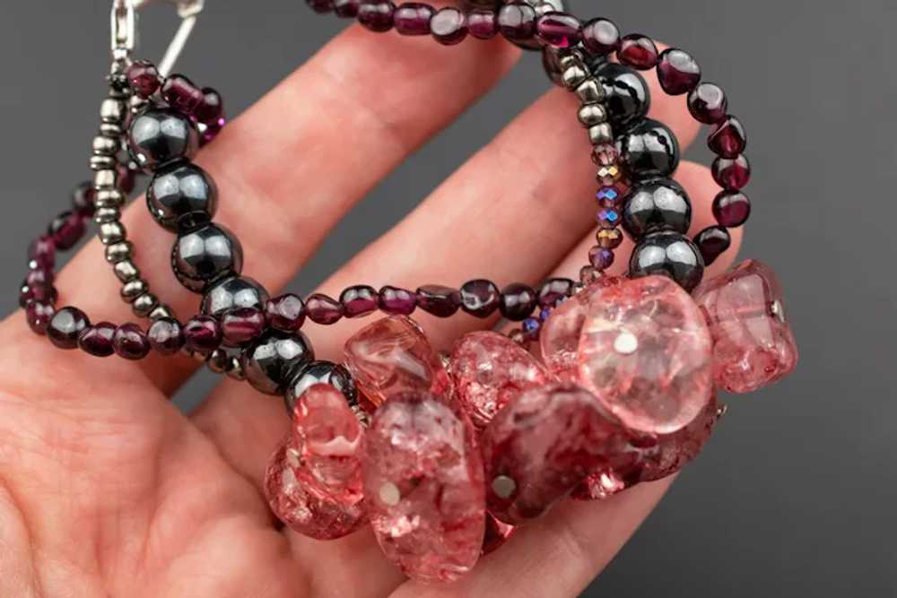 Garnet and strawberry quartz bracelet, unusual ha… - image 8