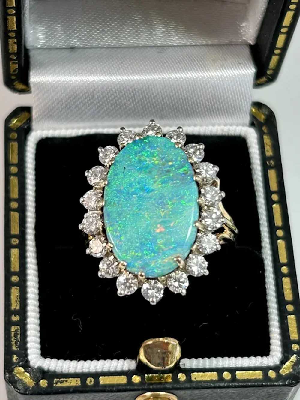 Vintage Estate Australian Opal & Diamond Ring 14K - image 10