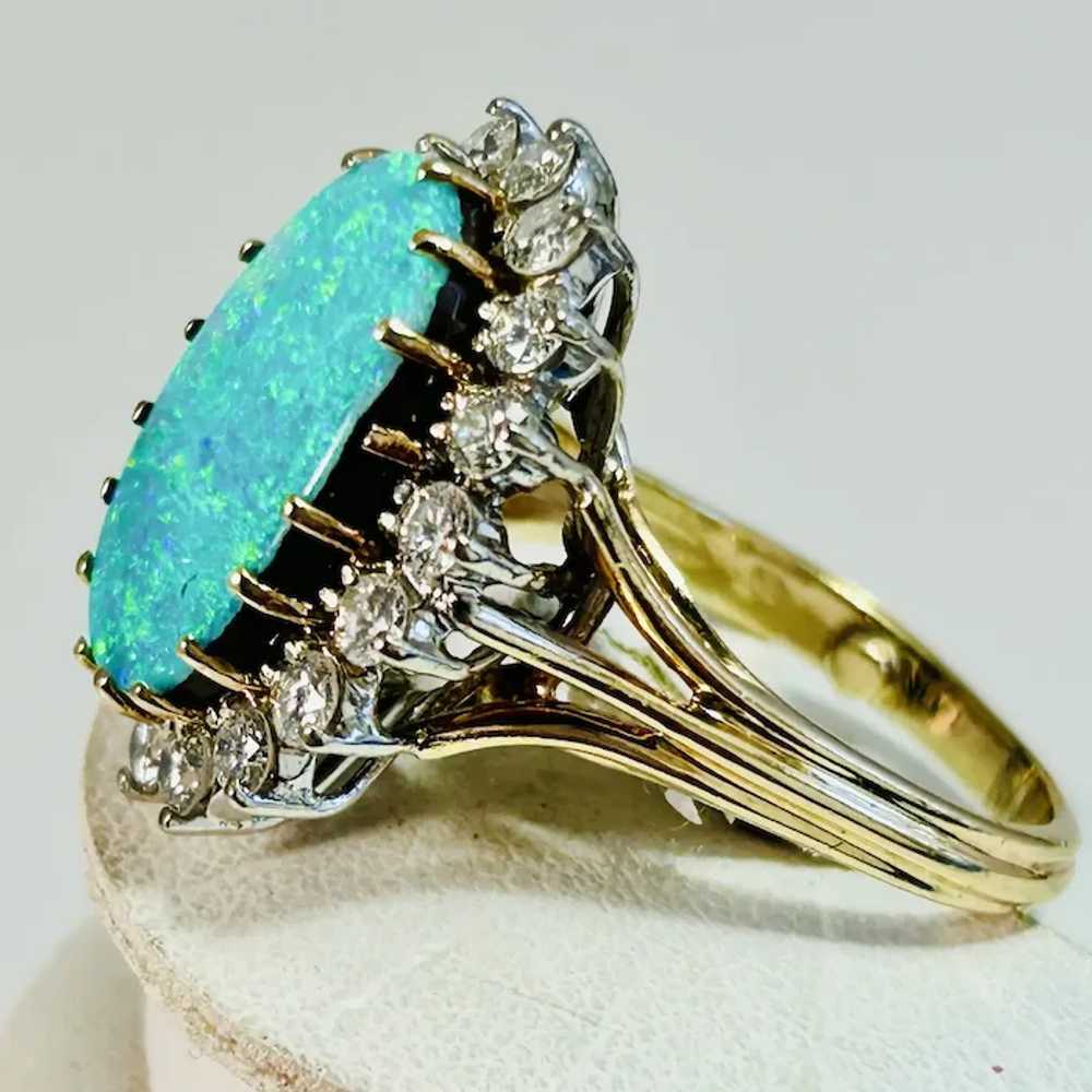 Vintage Estate Australian Opal & Diamond Ring 14K - image 4