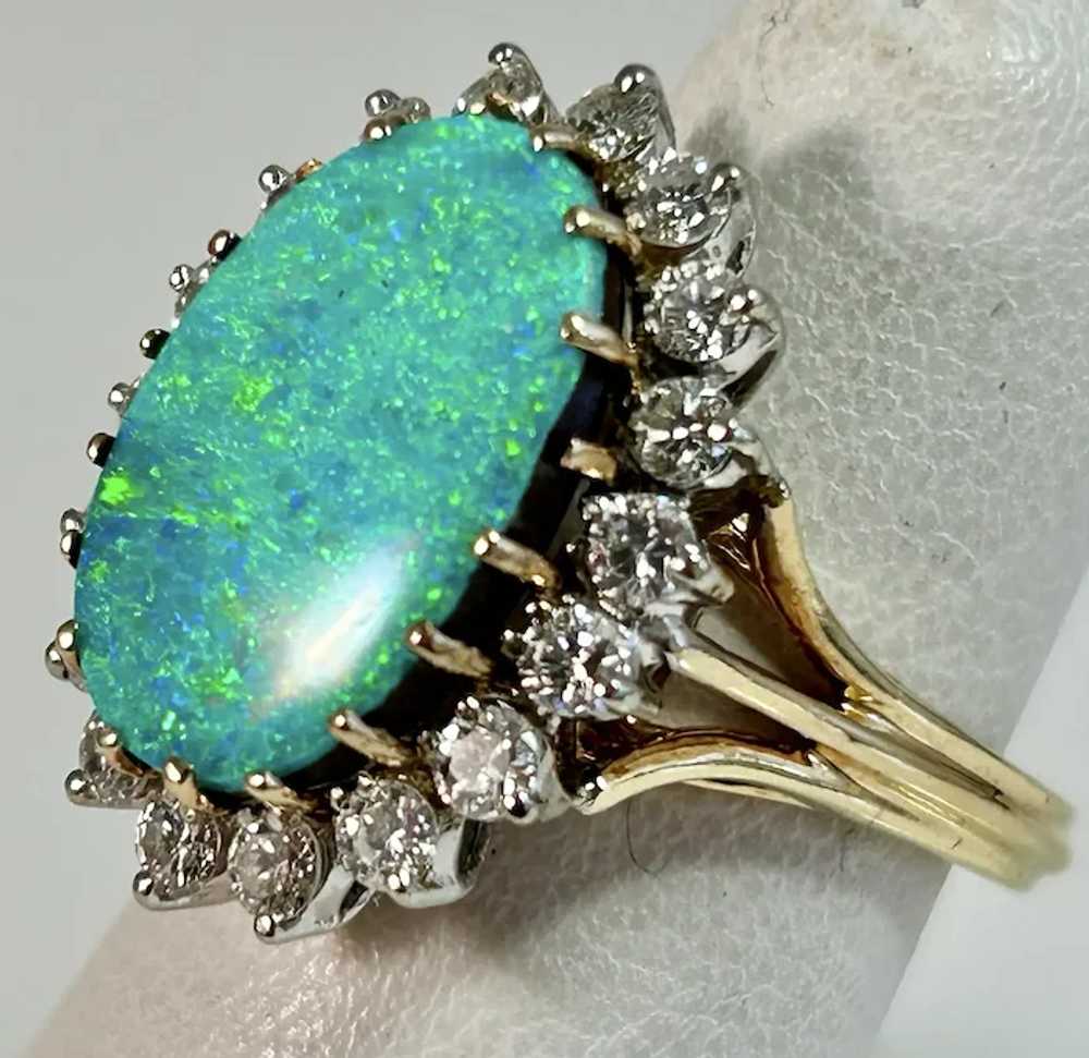 Vintage Estate Australian Opal & Diamond Ring 14K - image 6