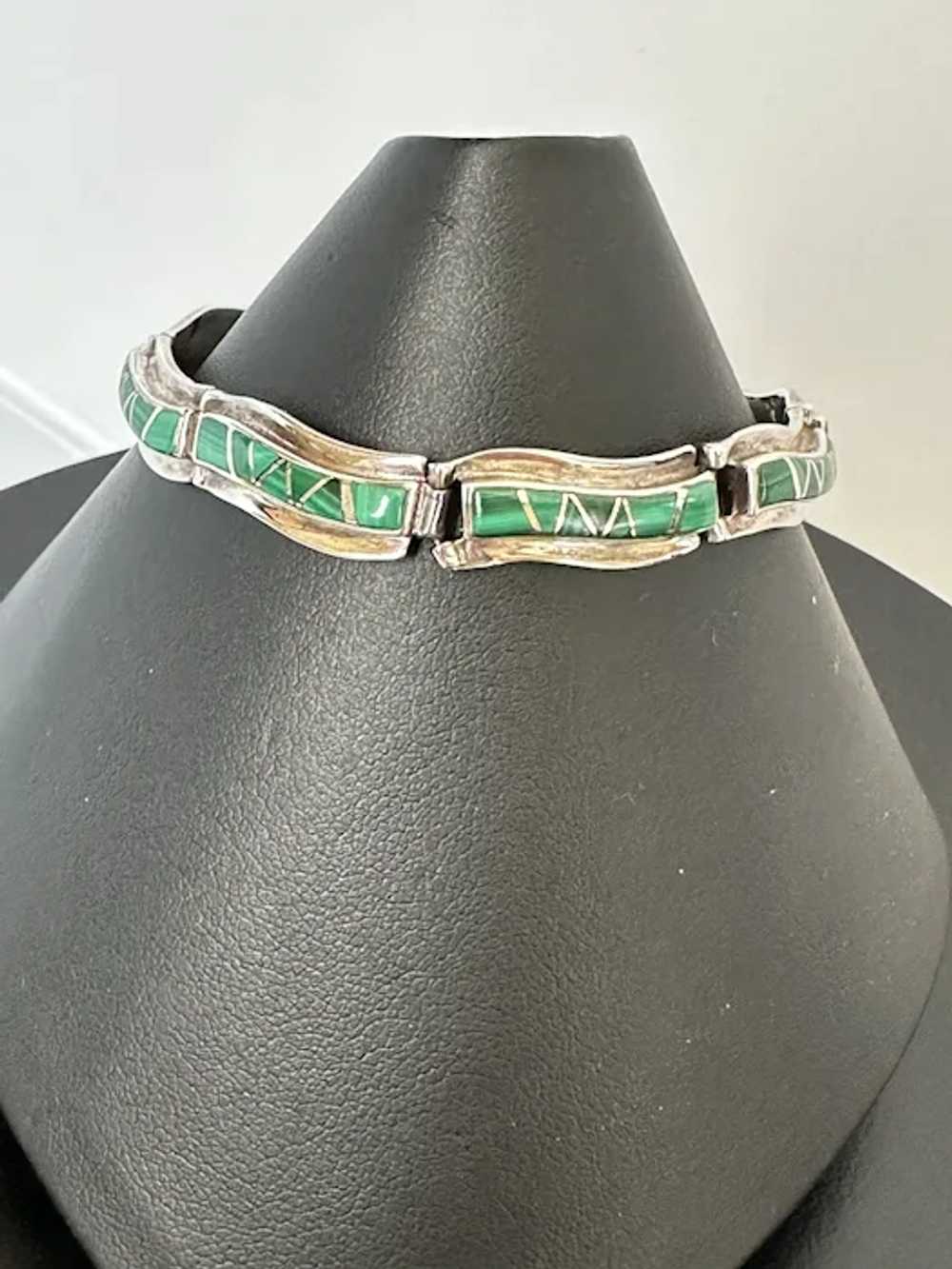 Sterling Malachite Bracelet - image 2