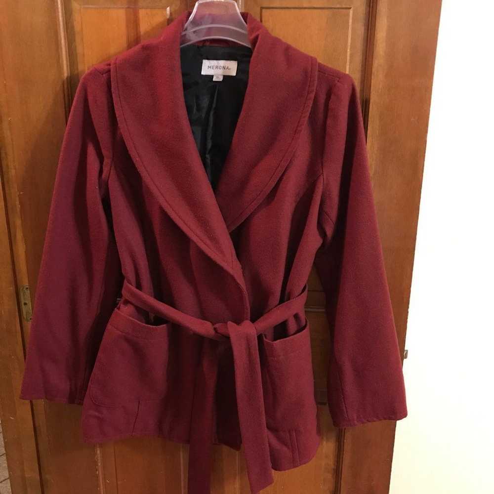Ladies Wool Blend Tie Waist Coat -XL - image 1