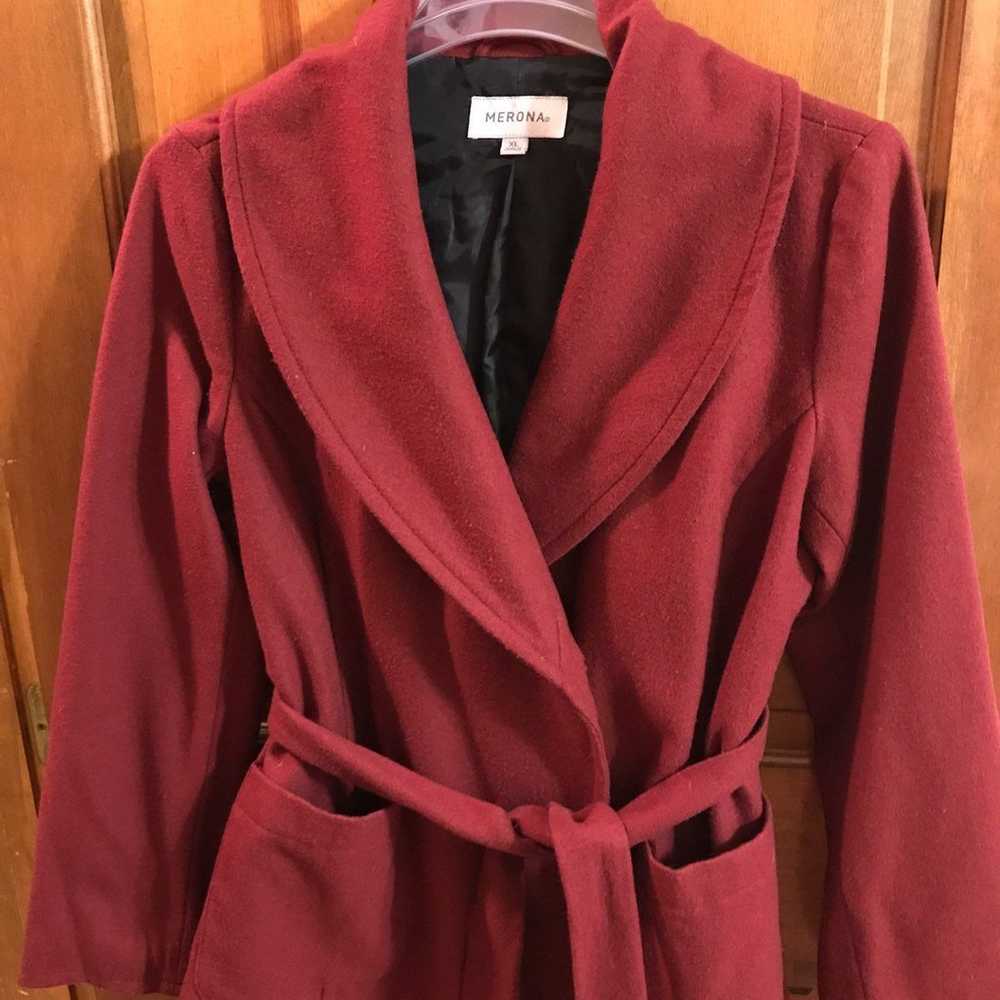 Ladies Wool Blend Tie Waist Coat -XL - image 2