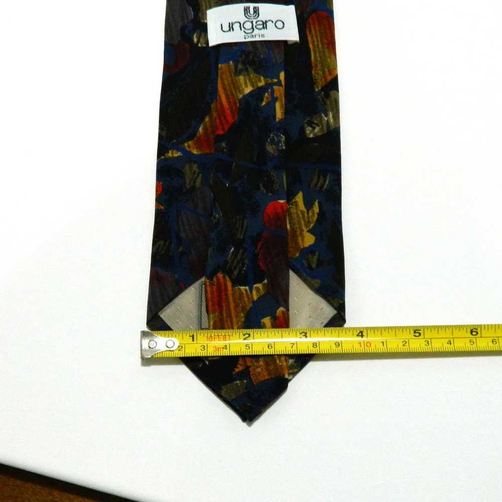 Vintage UNGARO Paris 100% Silk Tie Floral Multi-c… - image 3
