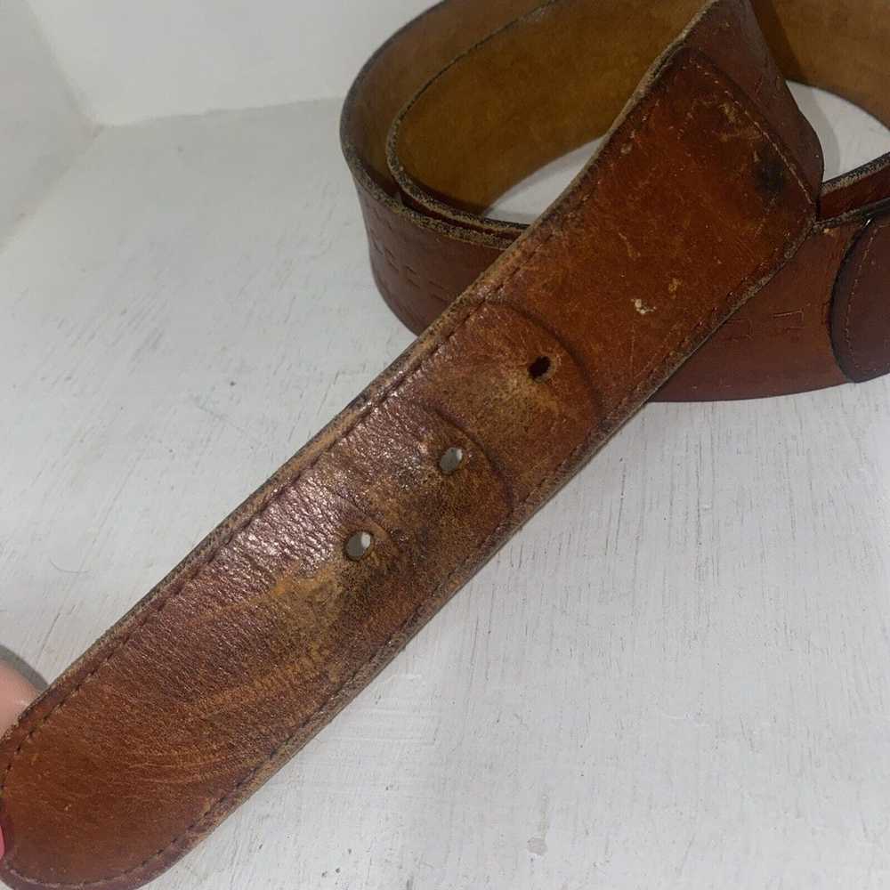 Men's Textan Harness Cowhide Leather Brown Wester… - image 2
