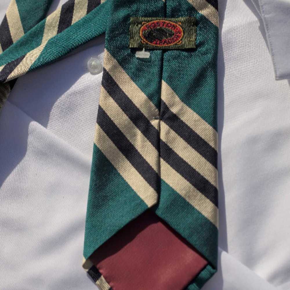 1980s BOSTON TRADER'S Vintage Tie | Striped Teal … - image 2