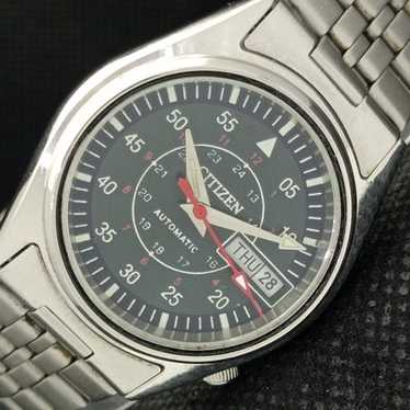 Vintage 1980 Citizen Automatic Mens Silver Watch W