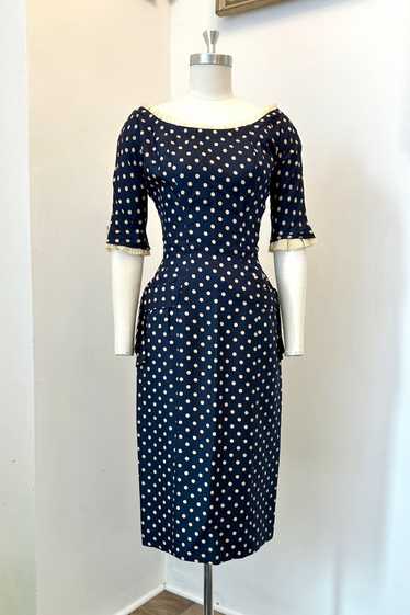 1950s Suzy Perette Polka Dot Silk Dress-XS/S