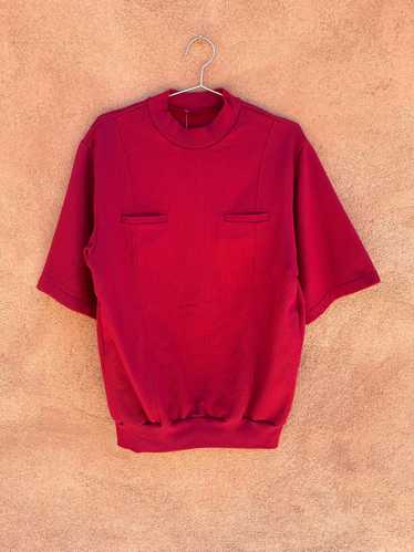 Short Sleeve Pocketed Sweatshirt Ribbed Cardinal R