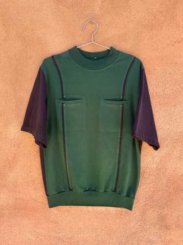 Short Sleeve Pocketed Sweatshirt Forest Green/Blac