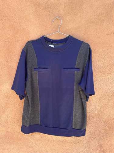 Short Sleeve Pocketed Sweatshirt Navy/Dark Gray