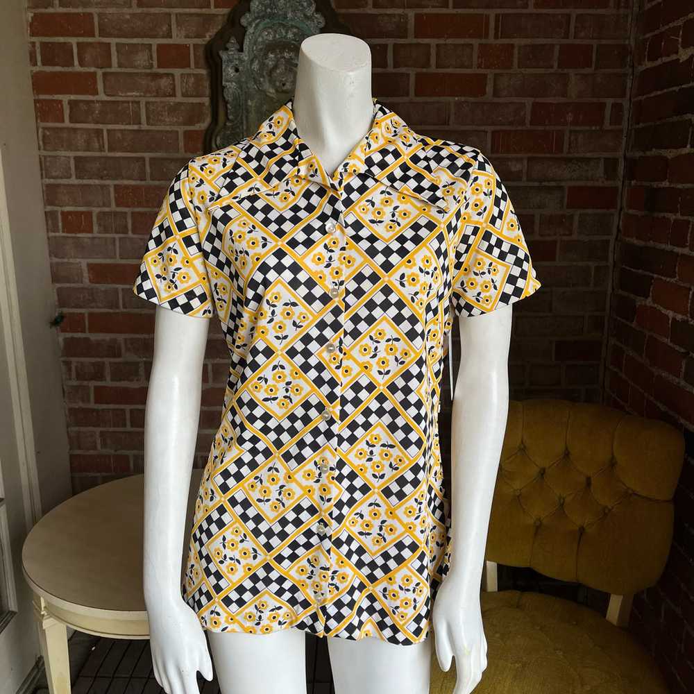 1970s Yellow & Black Top - image 1