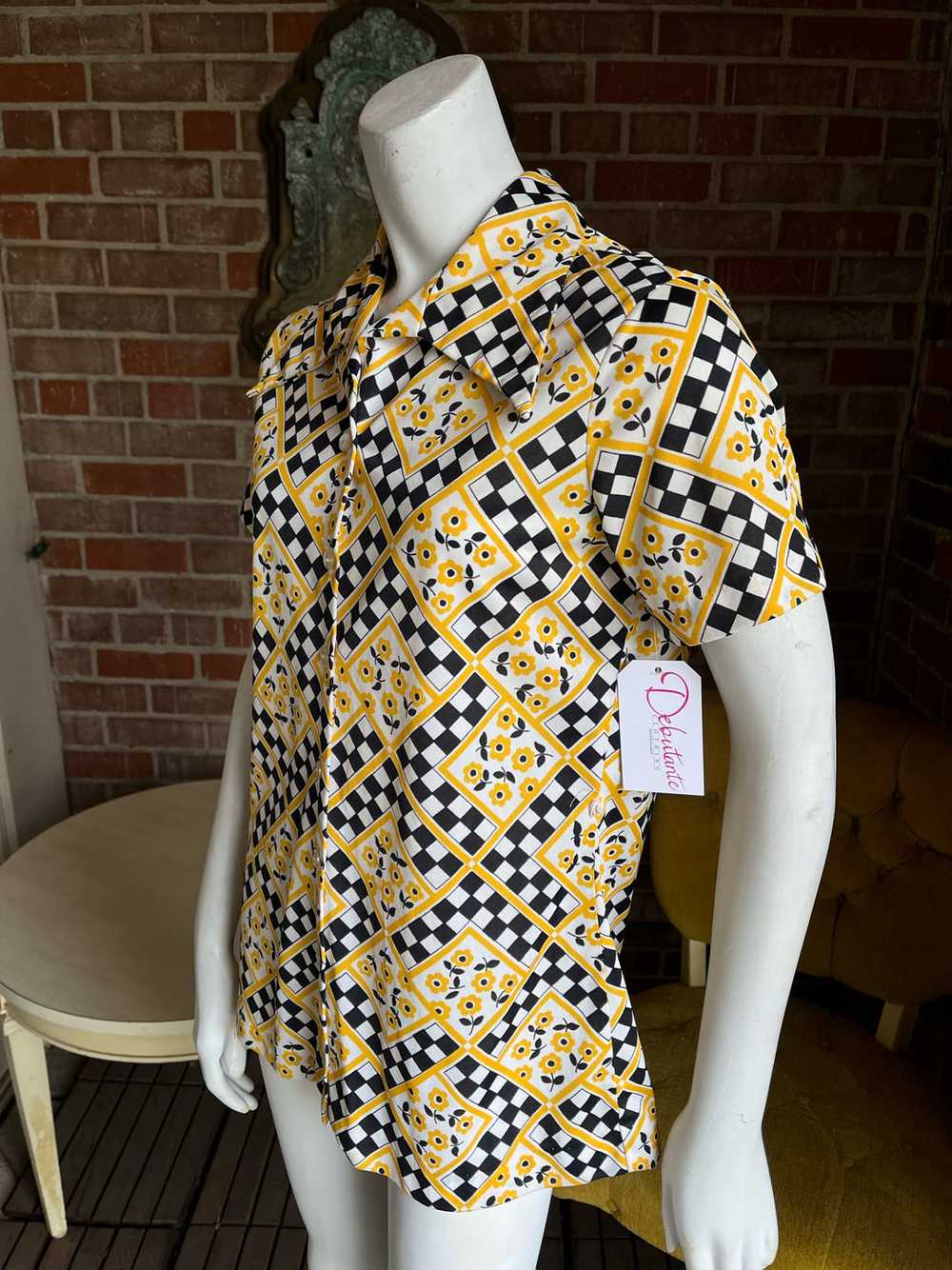 1970s Yellow & Black Top - image 3