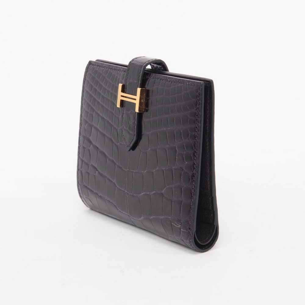 Hermes Amethyst Porosus Crocodile Bearn Compact W… - image 2