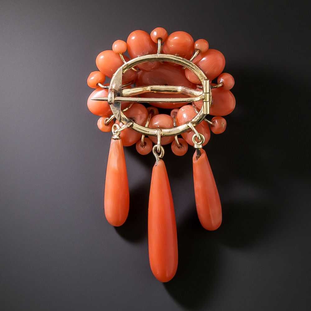 Victorian Coral Cluster And Dangles Brooch - image 2