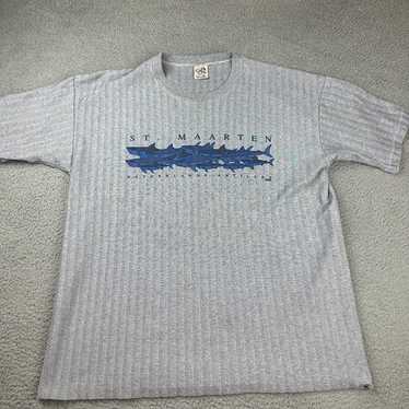 Vintage 90s St Maarten Striped T Shirt Size XL Ma… - image 1
