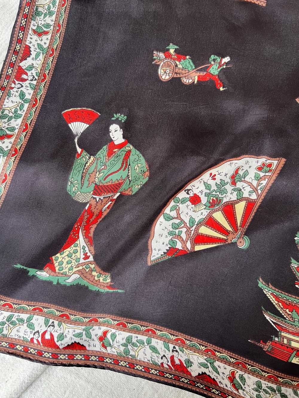 Geisha Printed Silk Scarf - image 3