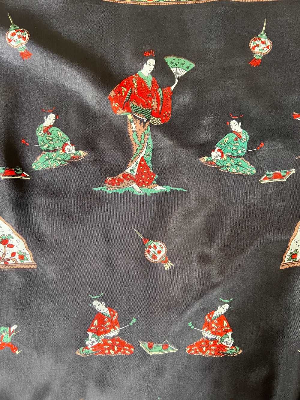 Geisha Printed Silk Scarf - image 4