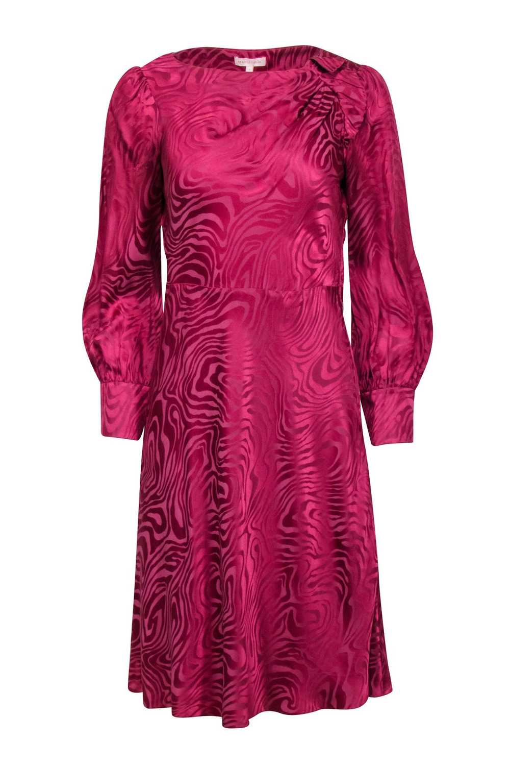 Rebecca Taylor - Pink Swirl Print Silk Blend A-Li… - image 1