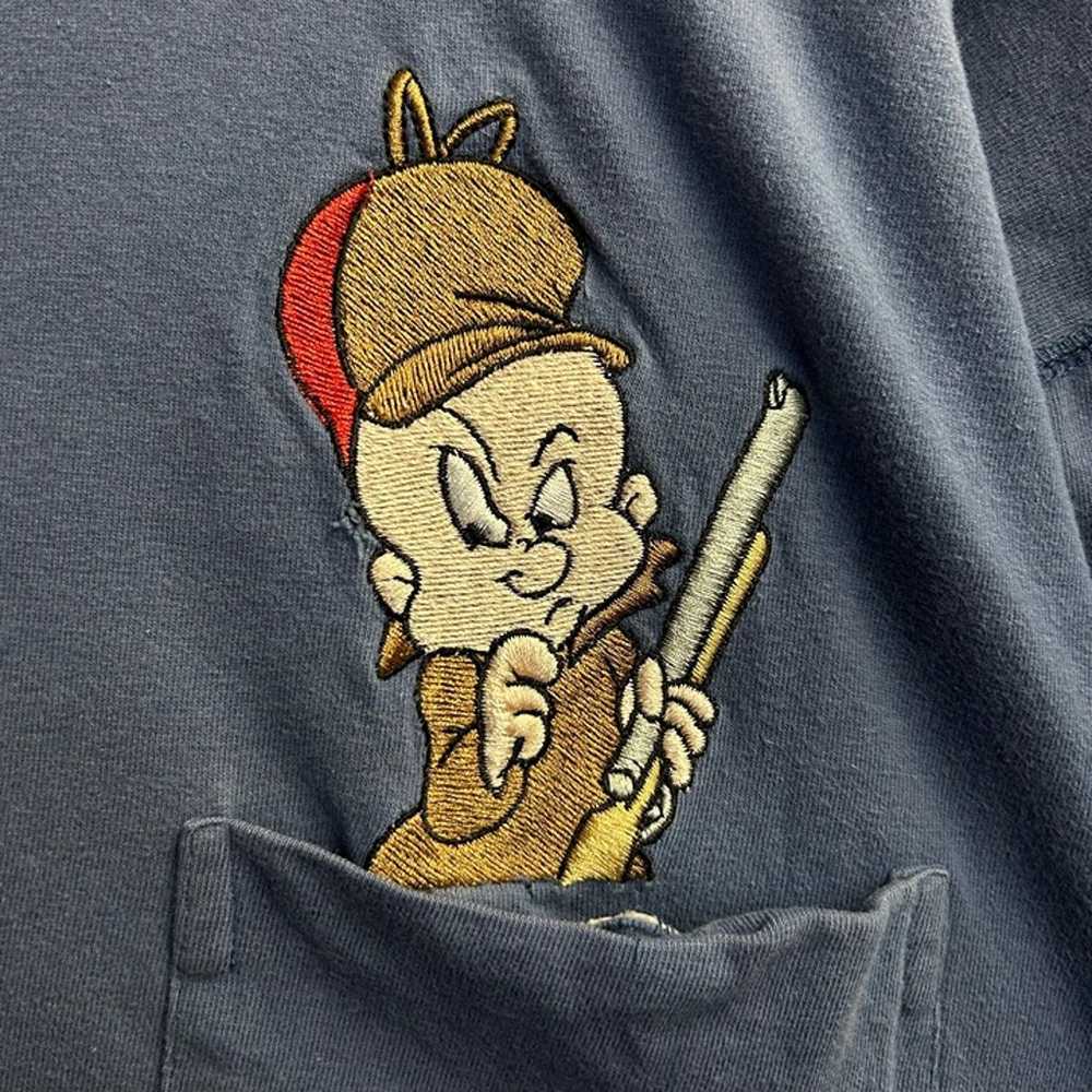 Vintage 90’s Looney Tunes Elmer Fudd Pocket Tee S… - image 4