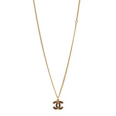 CHANEL Resin CC Pendant Necklace Gold
