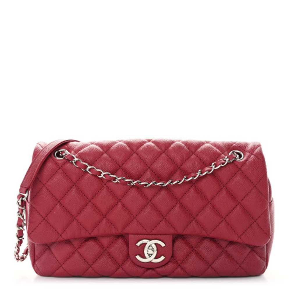 CHANEL Caviar Quilted Jumbo Easy Flap Dark Pink - image 1