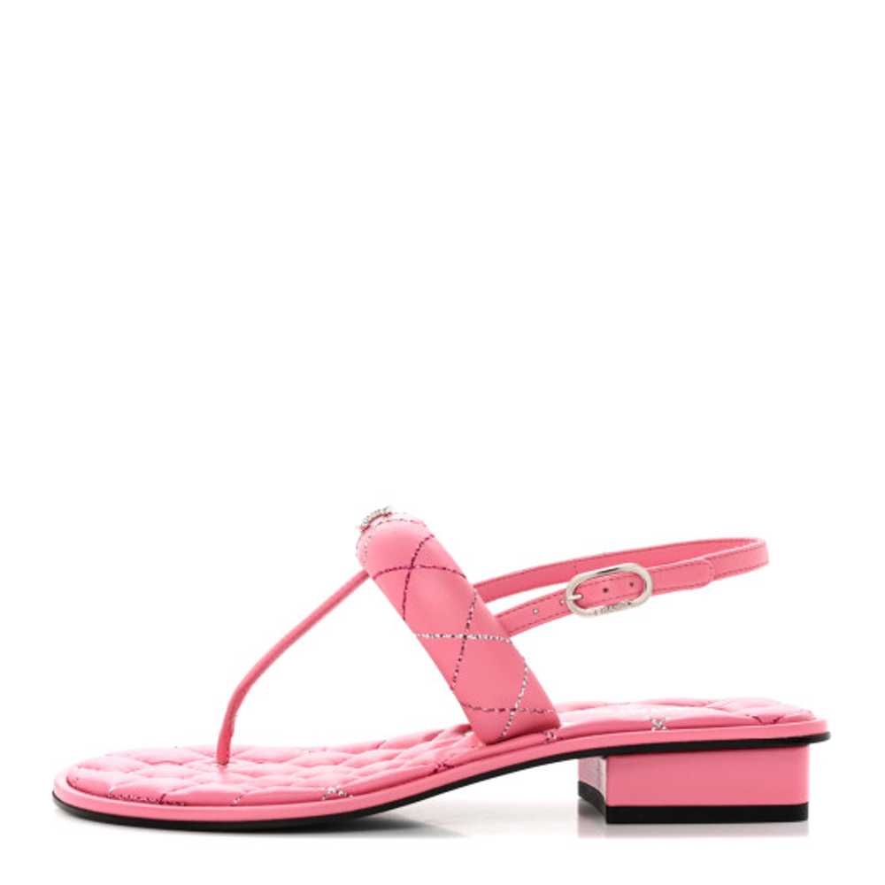 CHANEL Lambskin Crystal Stitched CC Thong Sandals… - image 1