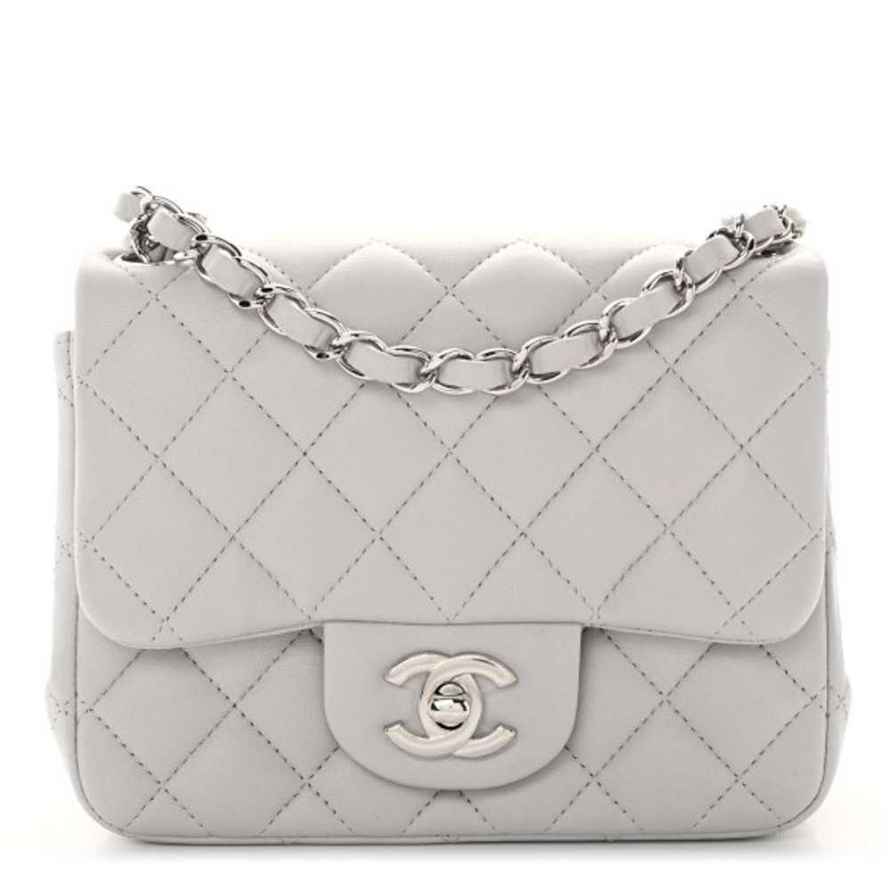 CHANEL Lambskin Quilted Mini Square Flap Light Gr… - image 1