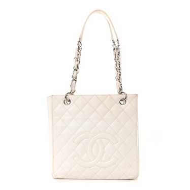CHANEL Caviar Quilted Petit Shopping Tote PST Whi… - image 1
