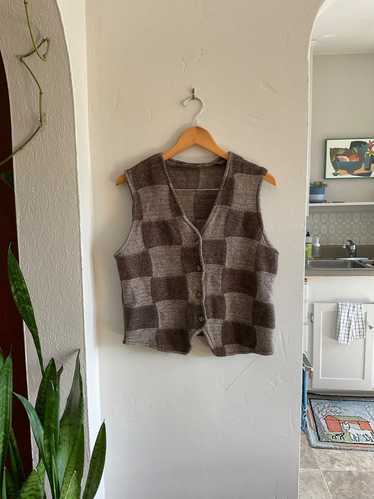 Random Vintage Italian Wool Checkerboard Vest (M) 