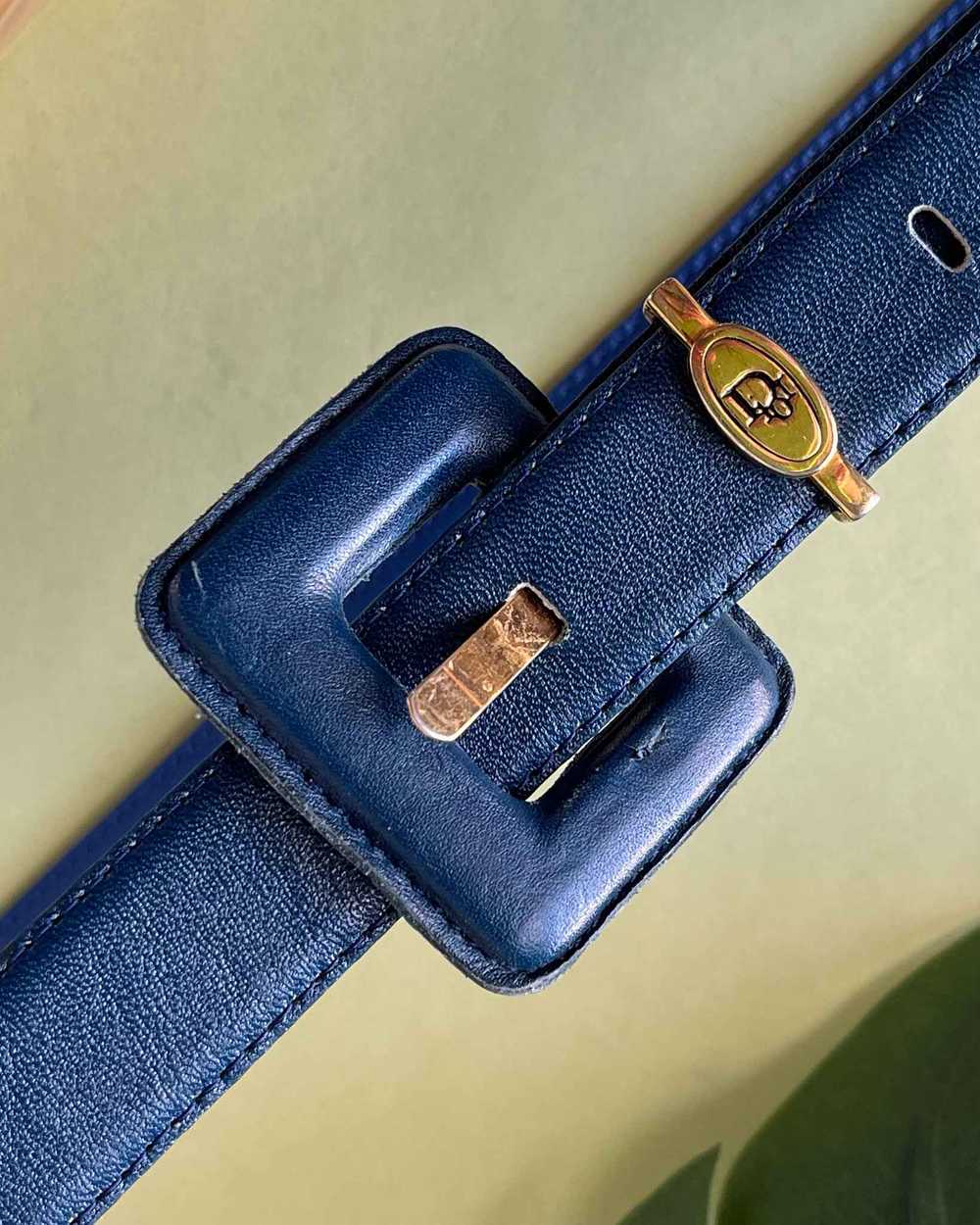 80s Dior Navy Leather Belt - image 3