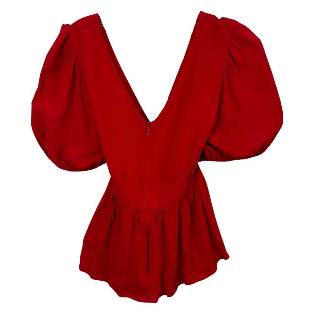 Proenza Schouler Red Puff Sleeve Tie Top - image 3