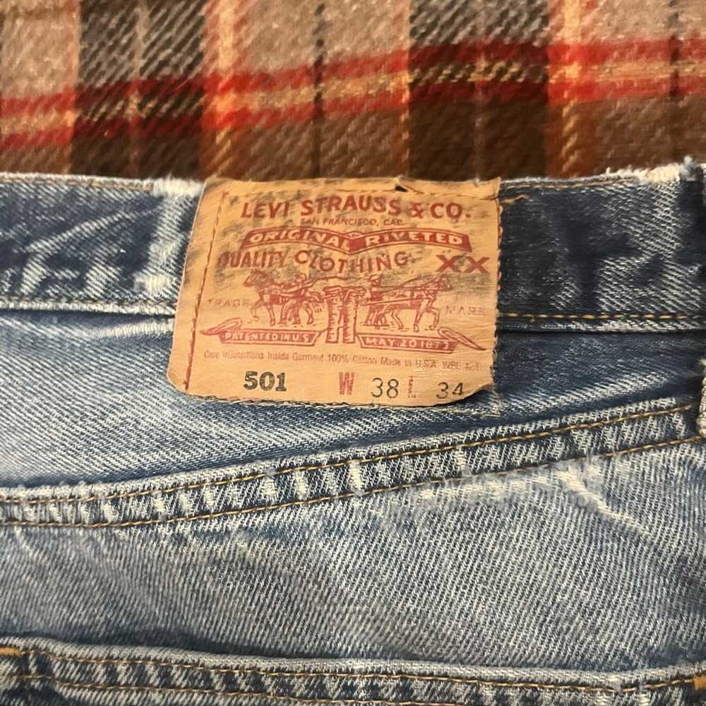 Vintage 90’s made in USA Levi’s 501 destressed bl… - image 9