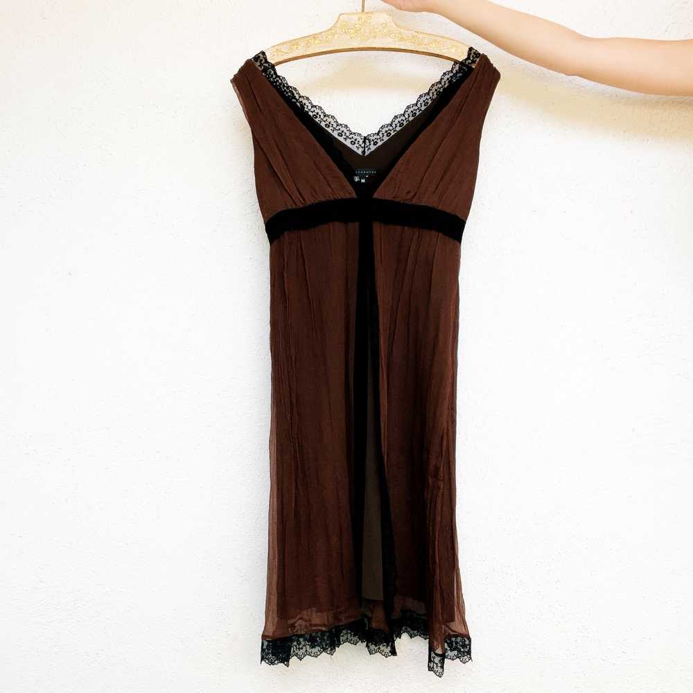 Vintage Brown Silk Midi Dress (M) - image 3