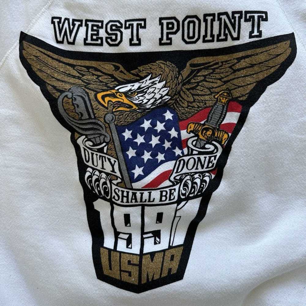 VTG 90s USMA Army West Point White Sweatshirt Siz… - image 2
