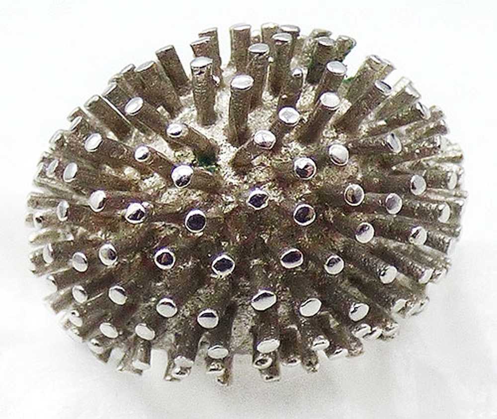 Silver Tone Domed Spikes Ring - image 1