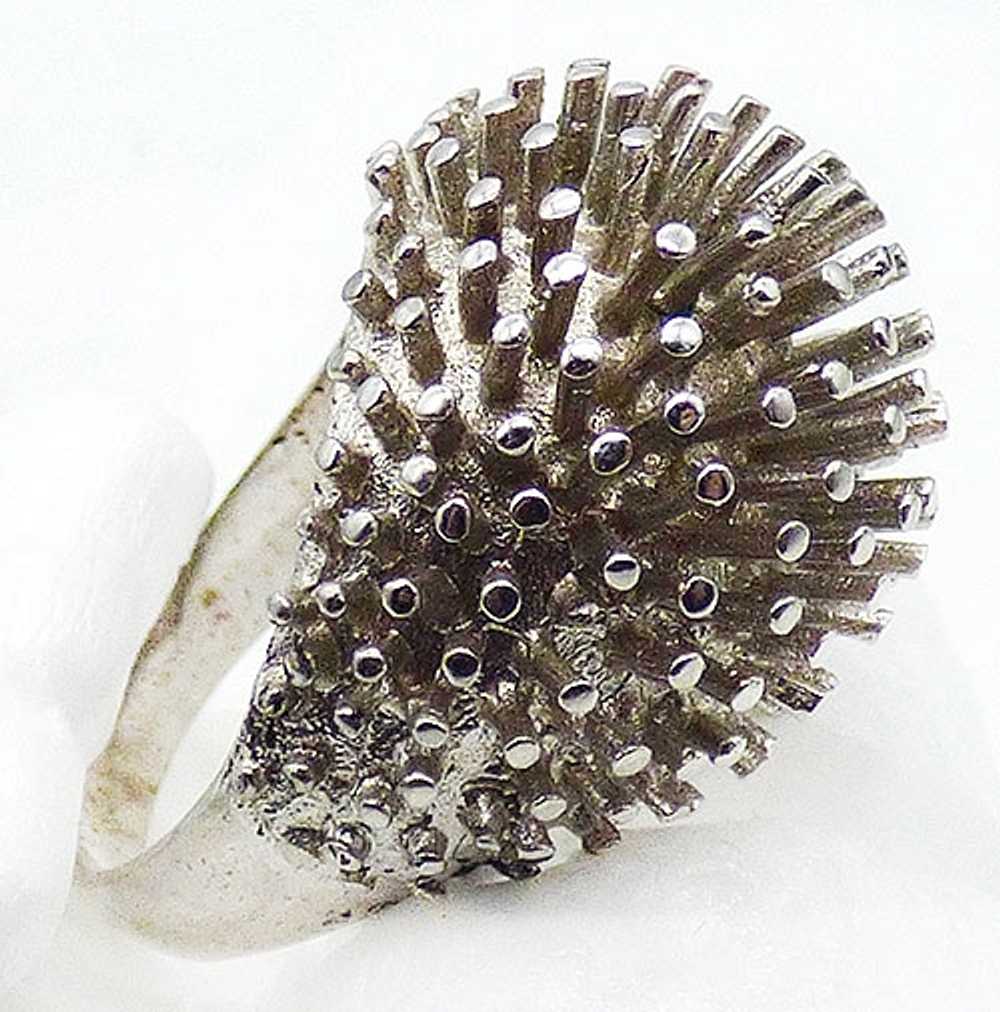 Silver Tone Domed Spikes Ring - image 2