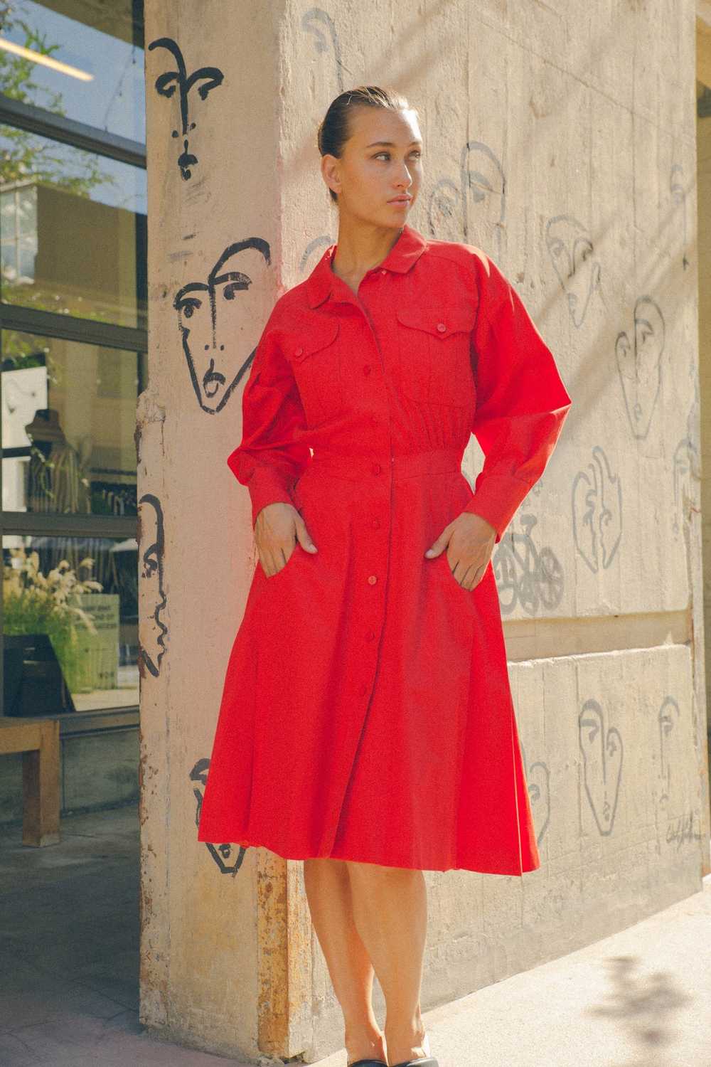 Karl Lagerfeld Red Shirt Dress - image 3