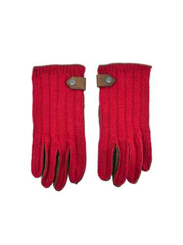 Gucci Red Knit and Leather Gloves