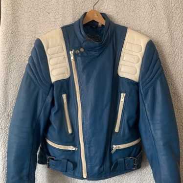 Wilsons Motorcycle Leather Blue Jacket Size 40