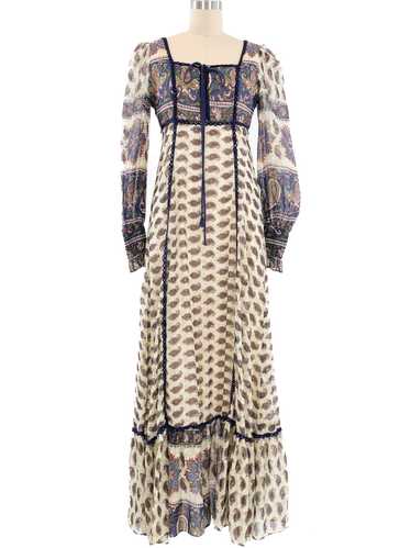 Gunne Sax Paisley Printed Peasant Dress