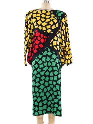Guy Laroche Colorblock Mosaic Printed Dress