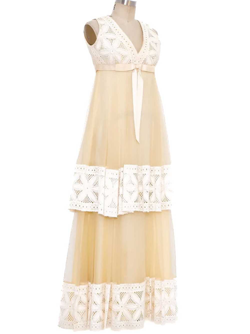 Jean Varon Lace Trimmed Chiffon Dress - image 3