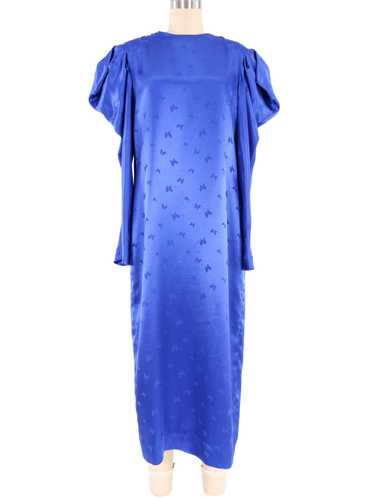 Hanae Mori Cobalt Jacquard Butterfly Dress