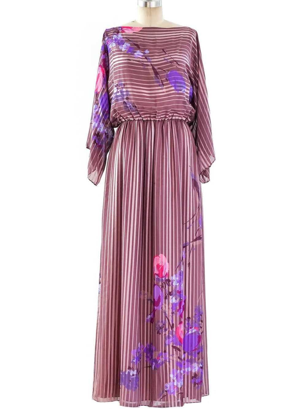 Hanae Mori Floral Chiffon Gown - image 1