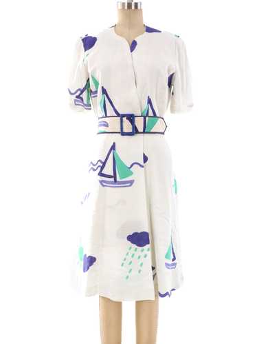 Hanae Mori Nautical Print Dress - image 1
