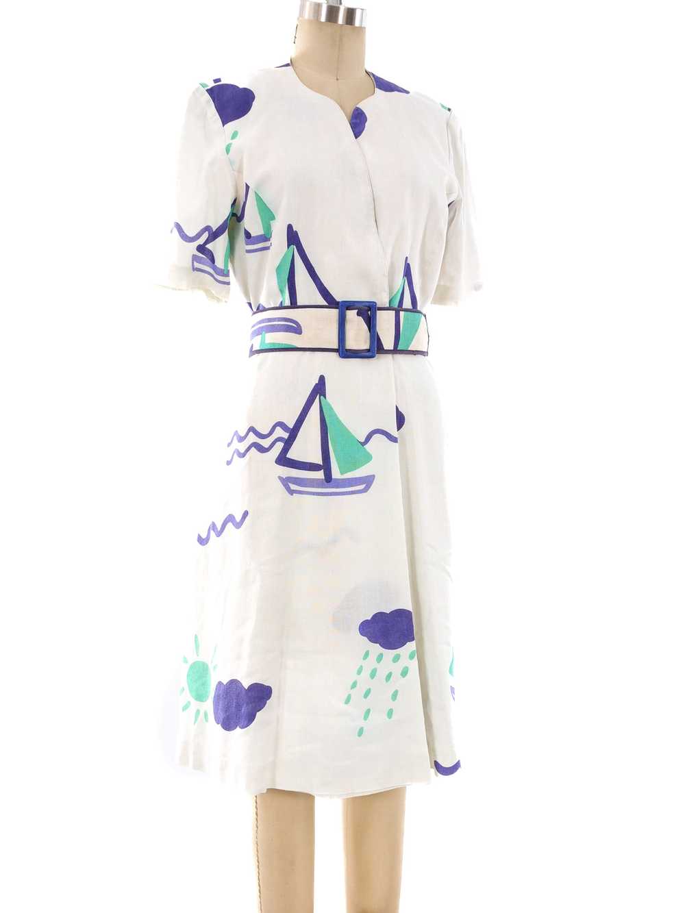Hanae Mori Nautical Print Dress - image 3