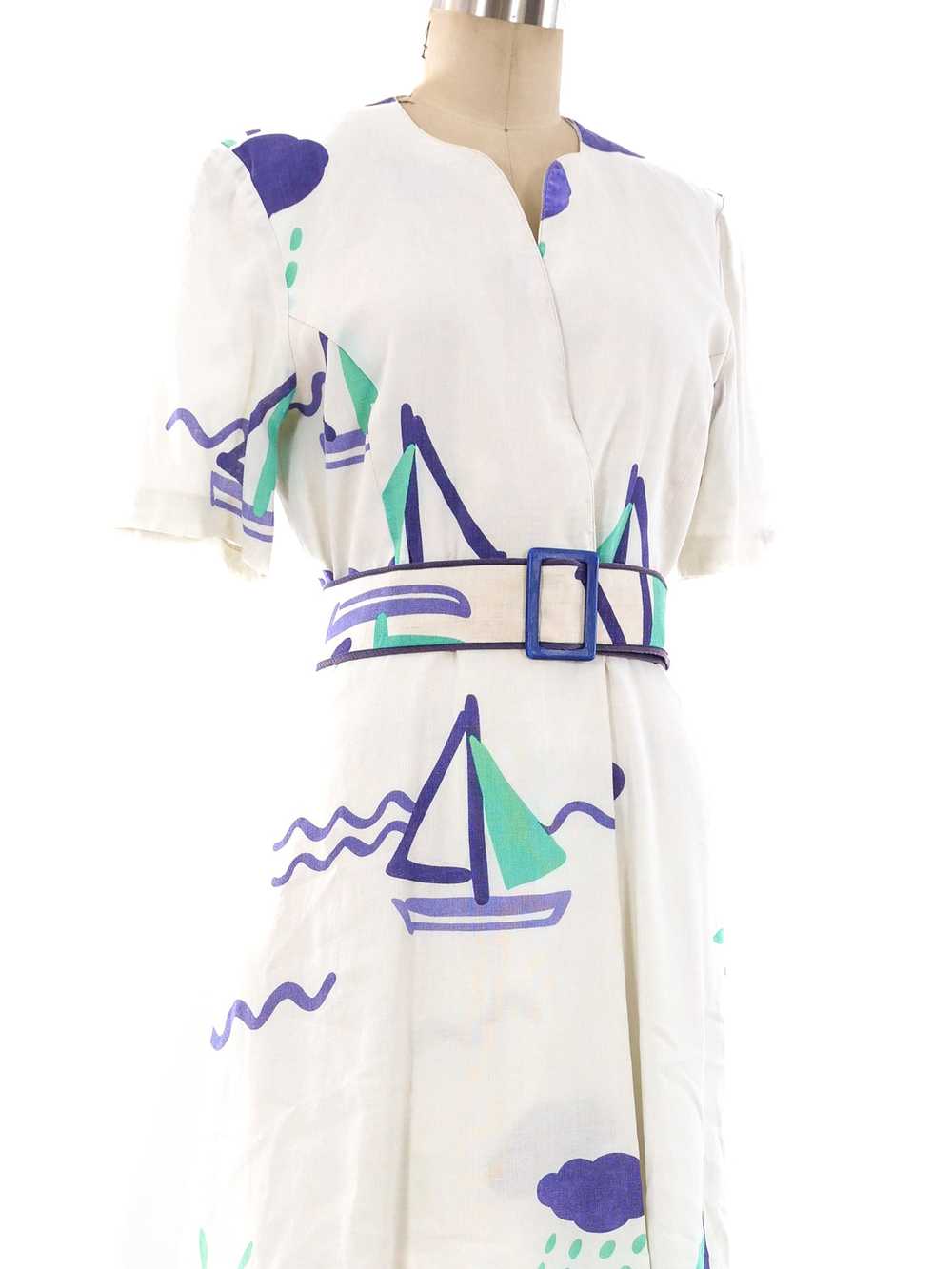 Hanae Mori Nautical Print Dress - image 4